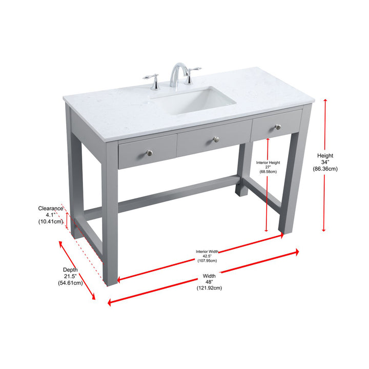 48 Inch Ada Compliant Bathroom Vanity In Grey - View 6 - Joshua Marshal