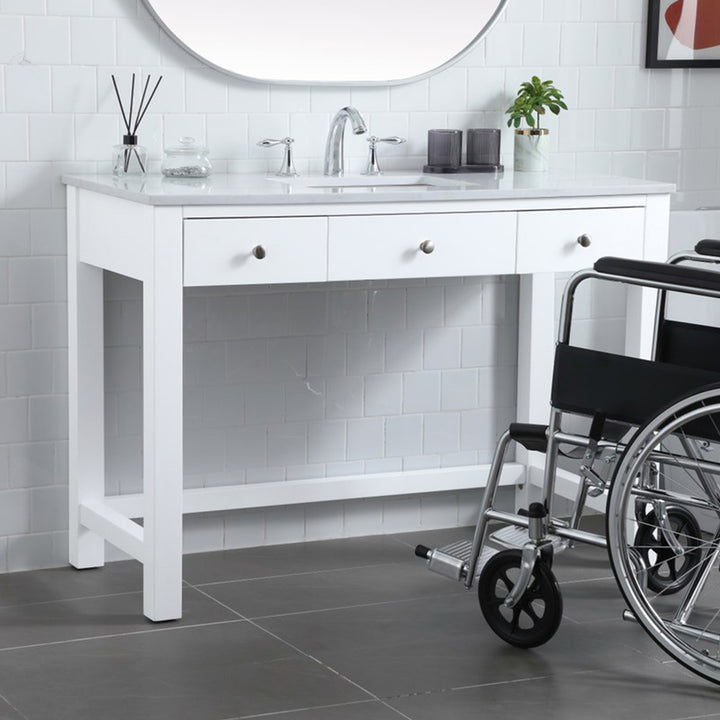 48 Inch Ada Compliant Bathroom Vanity In White White Finish - KITCHEN & BATH by Joshua Marshal