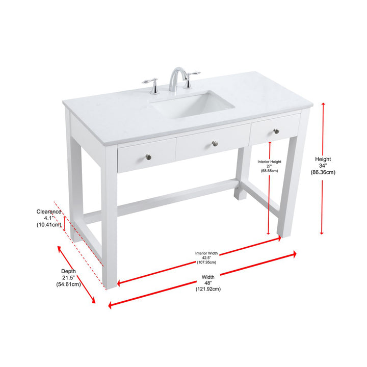 48 Inch Ada Compliant Bathroom Vanity In White - View 6 - Joshua Marshal