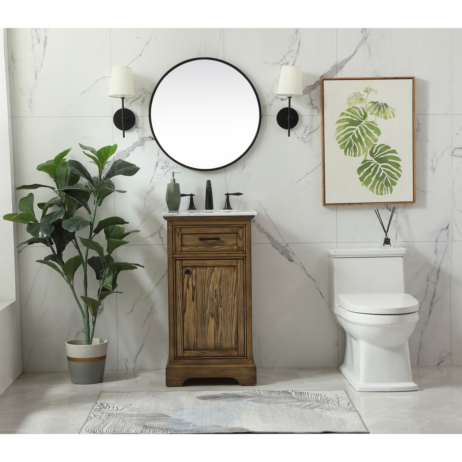 19 Inch Single Bathroom Vanity In Driftwood - View 2 - Joshua Marshal