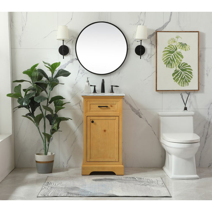19 Inch Single Bathroom Vanity In Natural Wood - View 2 - Joshua Marshal