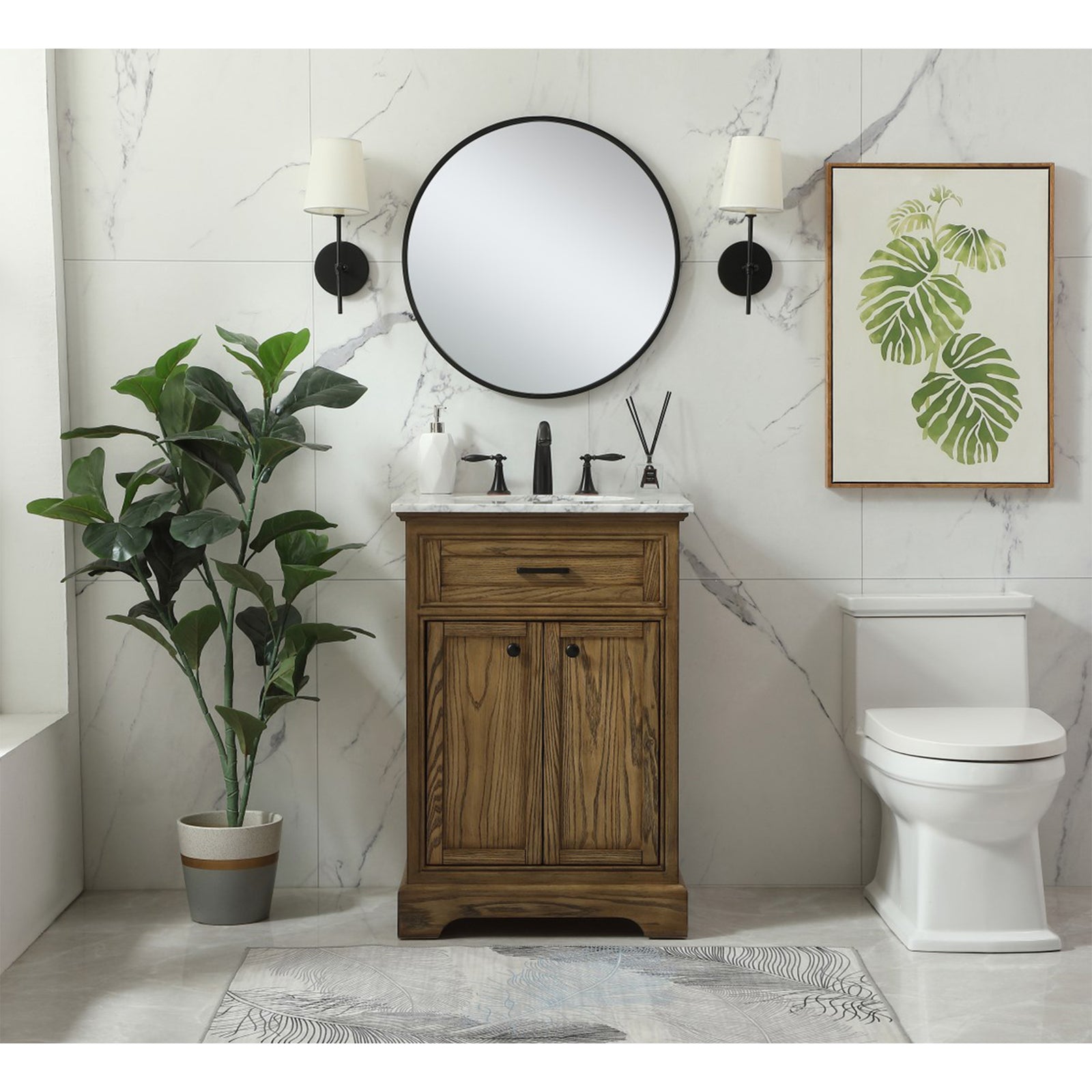 24 Inch Single Bathroom Vanity In Driftwood - View 2 - Joshua Marshal