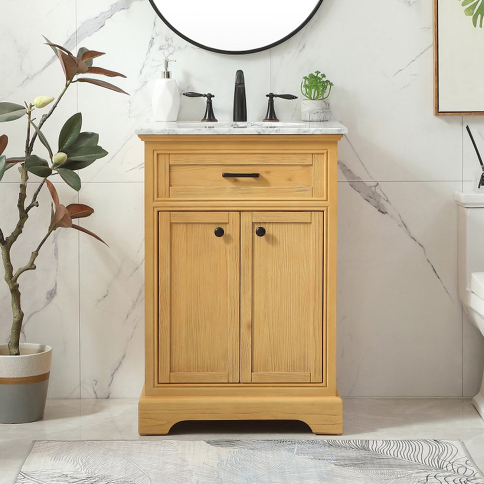 24 Inch Single Bathroom Vanity In Natural Wood Natural Wood Finish - KITCHEN & BATH by Joshua Marshal