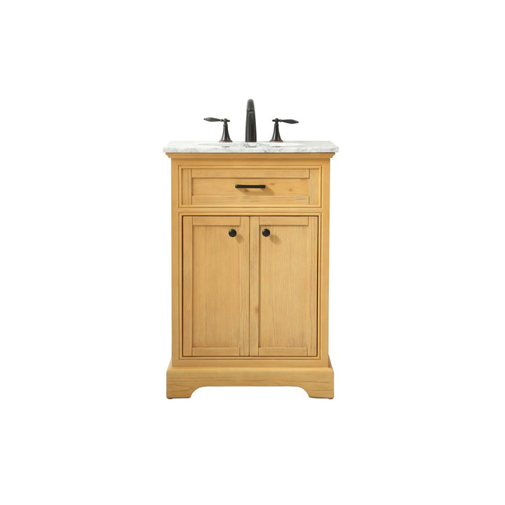 24 Inch Single Bathroom Vanity In Natural Wood - View 3 - Joshua Marshal