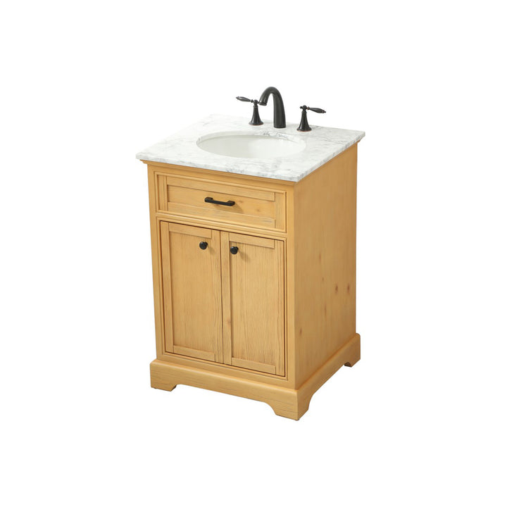 24 Inch Single Bathroom Vanity In Natural Wood - View 4 - Joshua Marshal