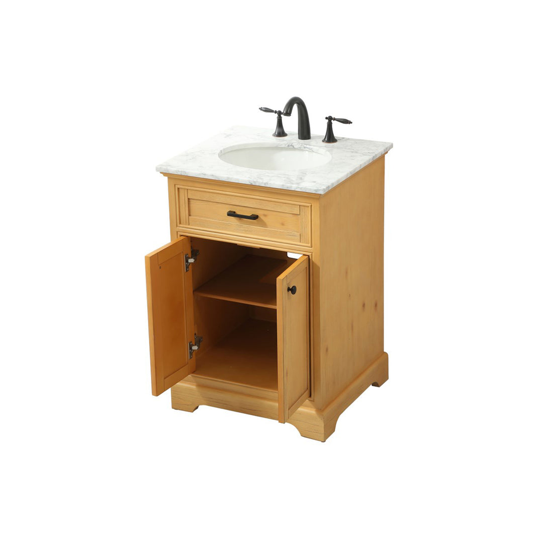 24 Inch Single Bathroom Vanity In Natural Wood - View 5 - Joshua Marshal