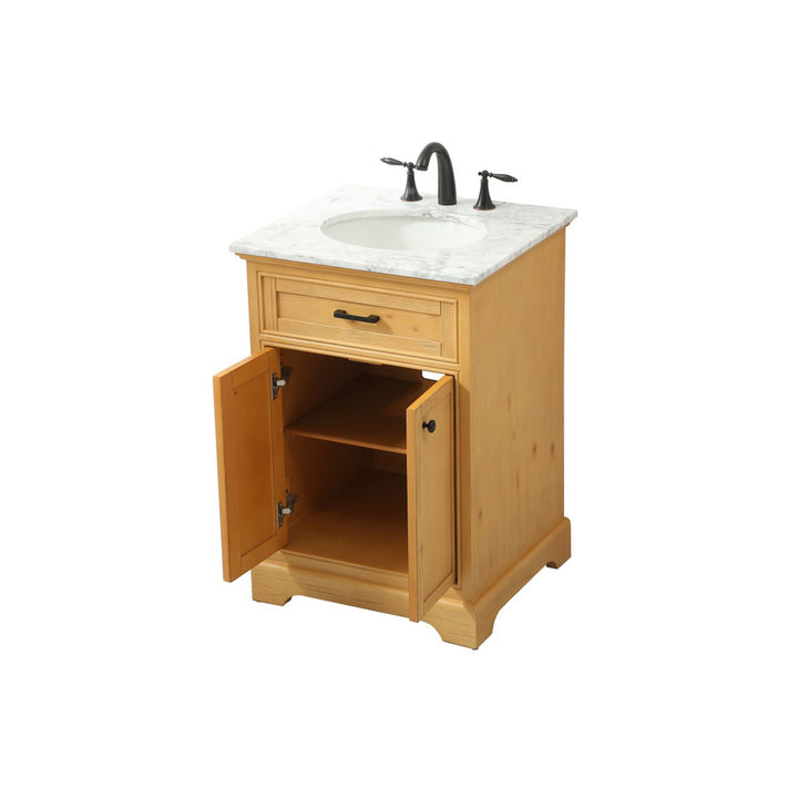 24 Inch Single Bathroom Vanity In Natural Wood - View 5 - Joshua Marshal
