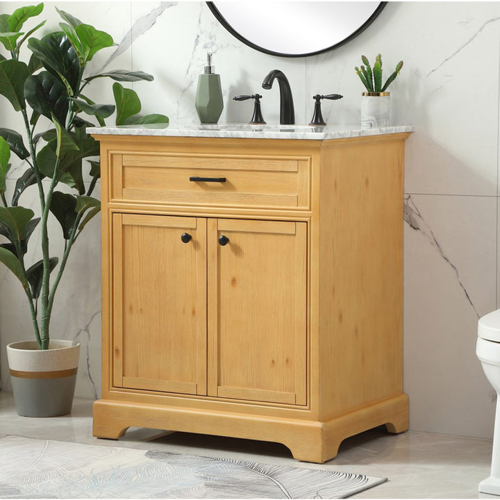 30 Inch Single Bathroom Vanity In Natural Wood Natural Wood Finish - KITCHEN & BATH by Joshua Marshal