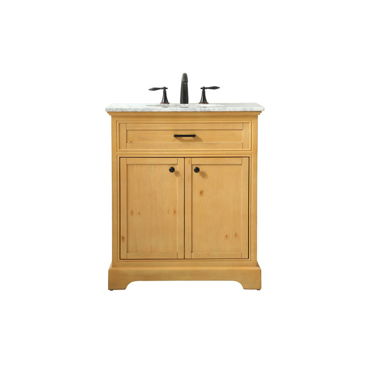 30 Inch Single Bathroom Vanity In Natural Wood - View 3 - Joshua Marshal