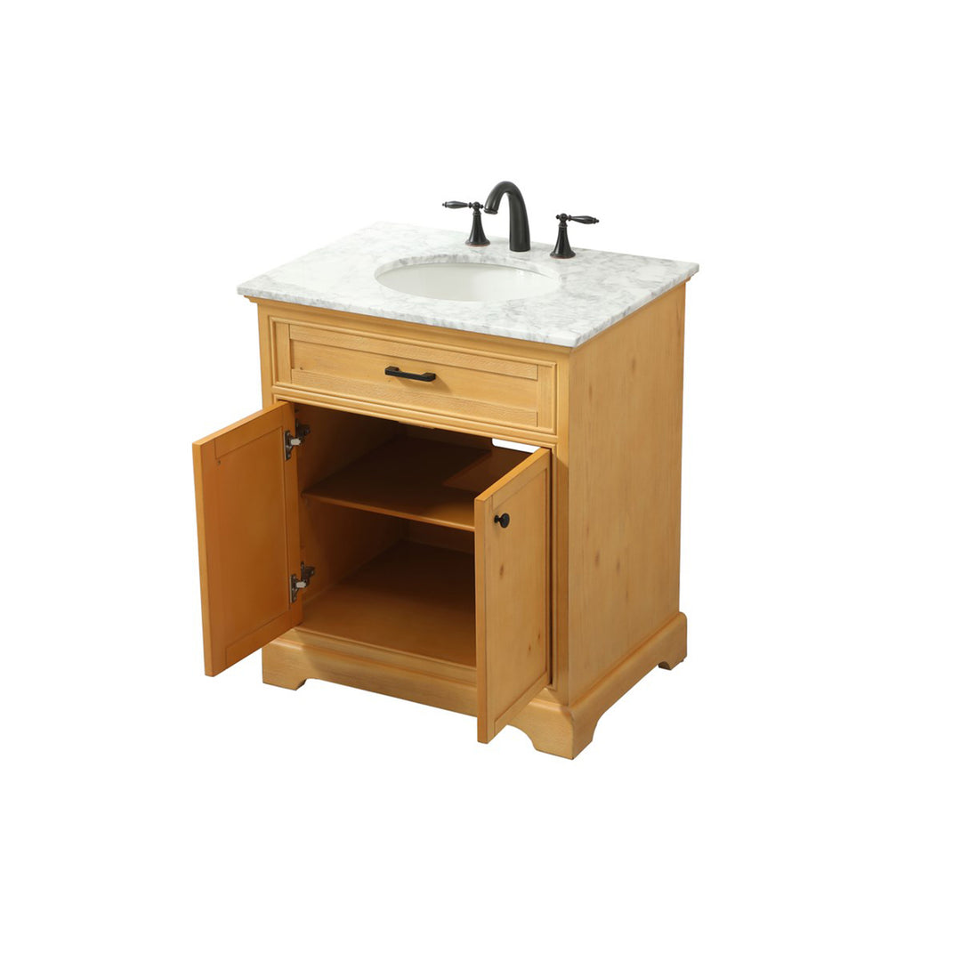 30 Inch Single Bathroom Vanity In Natural Wood - View 4 - Joshua Marshal
