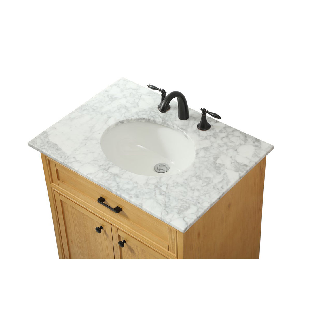 30 Inch Single Bathroom Vanity In Natural Wood - View 5 - Joshua Marshal
