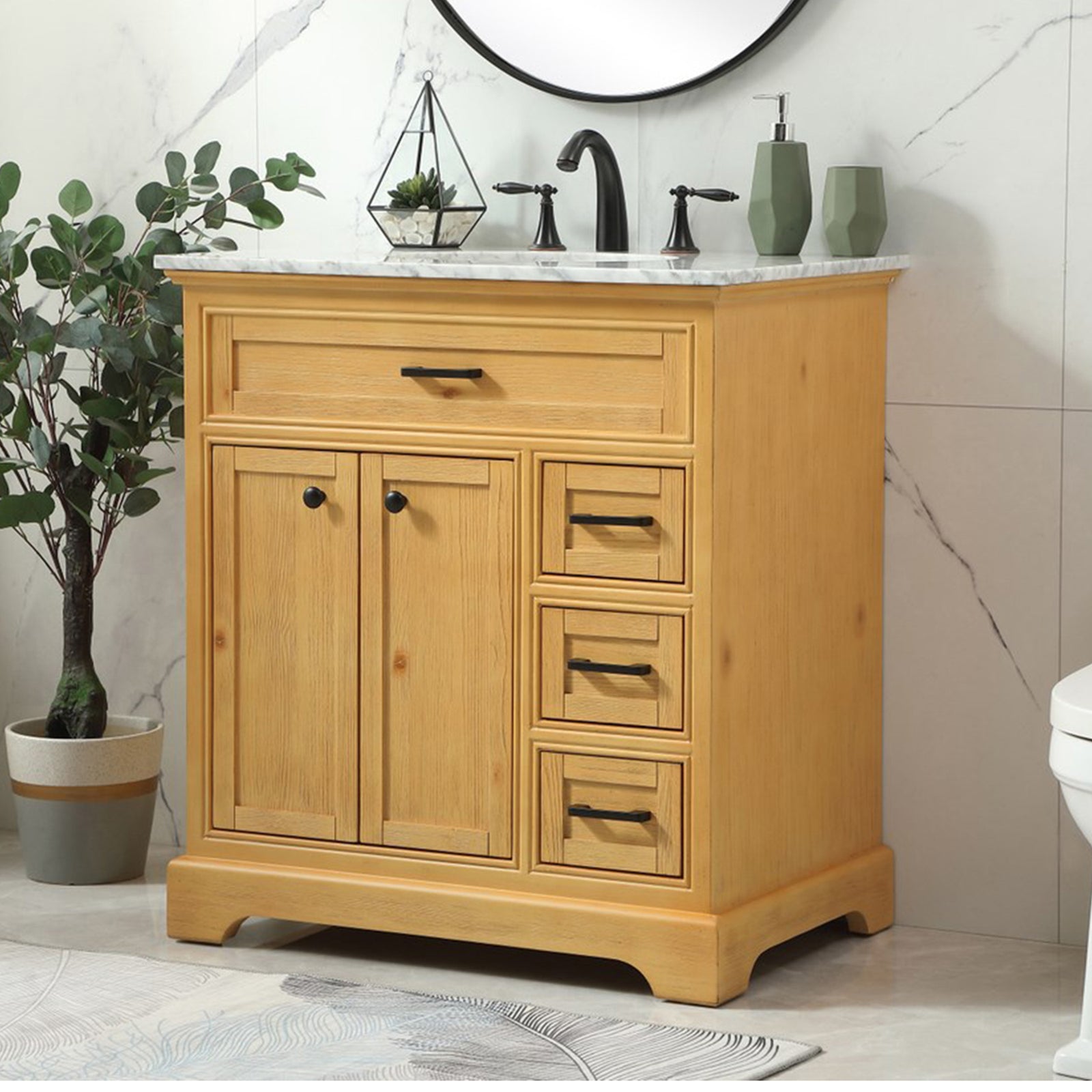 32 Inch Single Bathroom Vanity In Natural Wood Natural Wood Finish - KITCHEN & BATH by Joshua Marshal