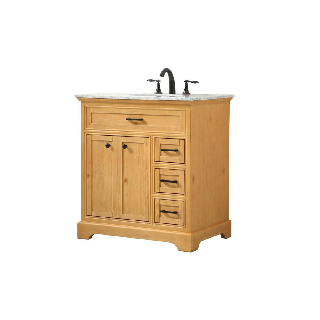 32 Inch Single Bathroom Vanity In Natural Wood - View 4 - Joshua Marshal