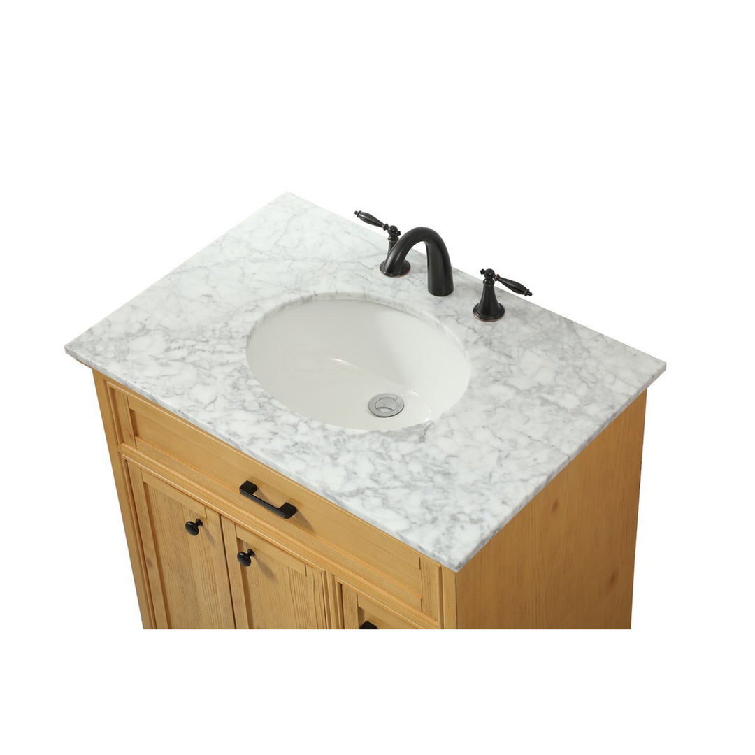 32 Inch Single Bathroom Vanity In Natural Wood - View 6 - Joshua Marshal