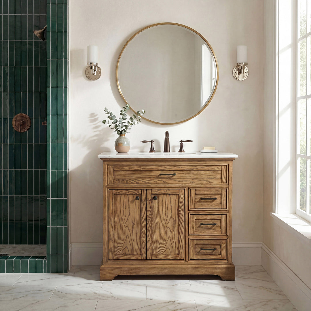 36 Inch Single Bathroom Vanity In Driftwood - View 2 - Joshua Marshal