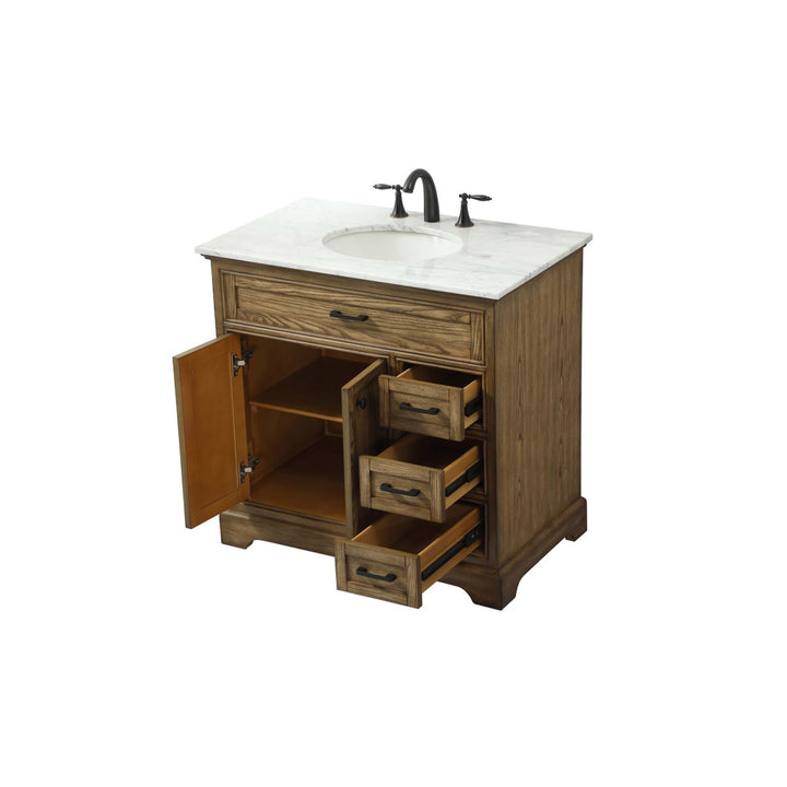 36 Inch Single Bathroom Vanity In Driftwood - View 5 - Joshua Marshal