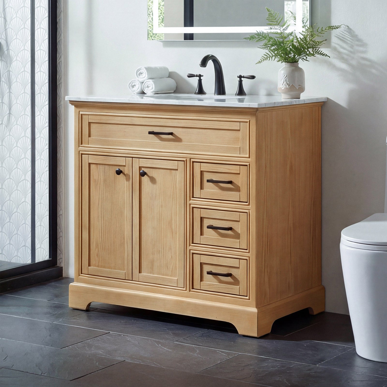 36 Inch Single Bathroom Vanity In Natural Wood Natural Wood Finish - KITCHEN & BATH by Joshua Marshal