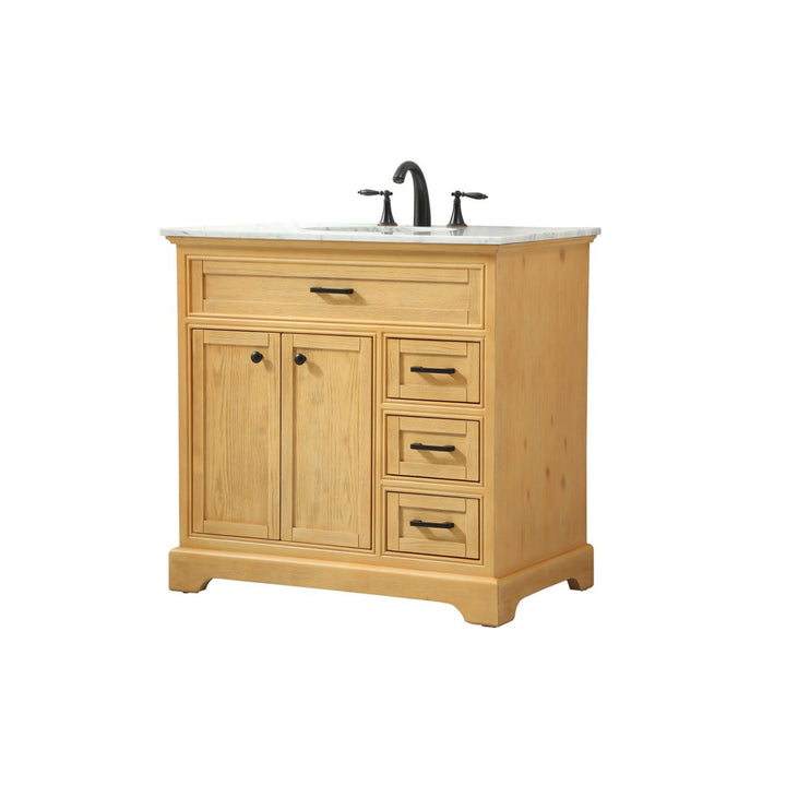 36 Inch Single Bathroom Vanity In Natural Wood - View 4 - Joshua Marshal