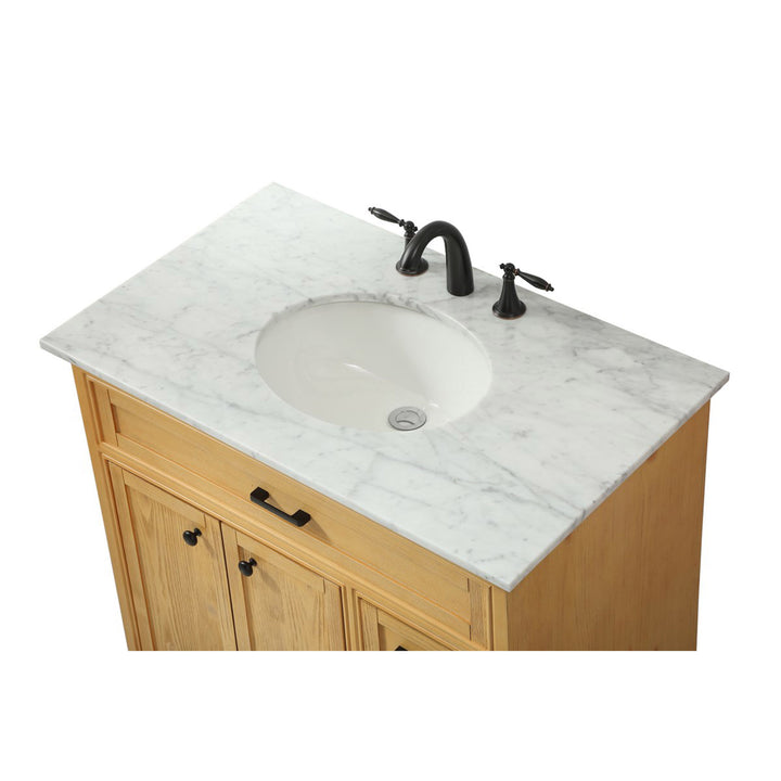 36 Inch Single Bathroom Vanity In Natural Wood - View 6 - Joshua Marshal