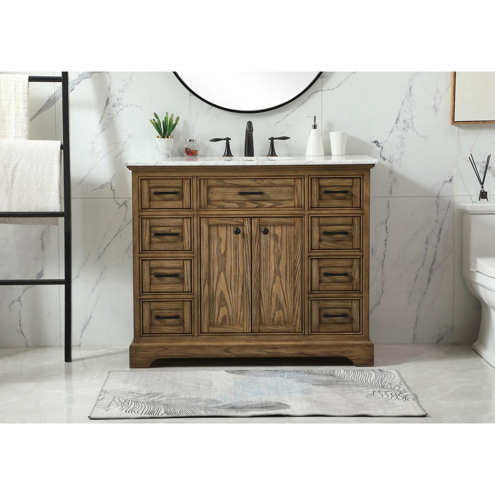 42 Inch Single Bathroom Vanity In Driftwood - View 2 - Joshua Marshal