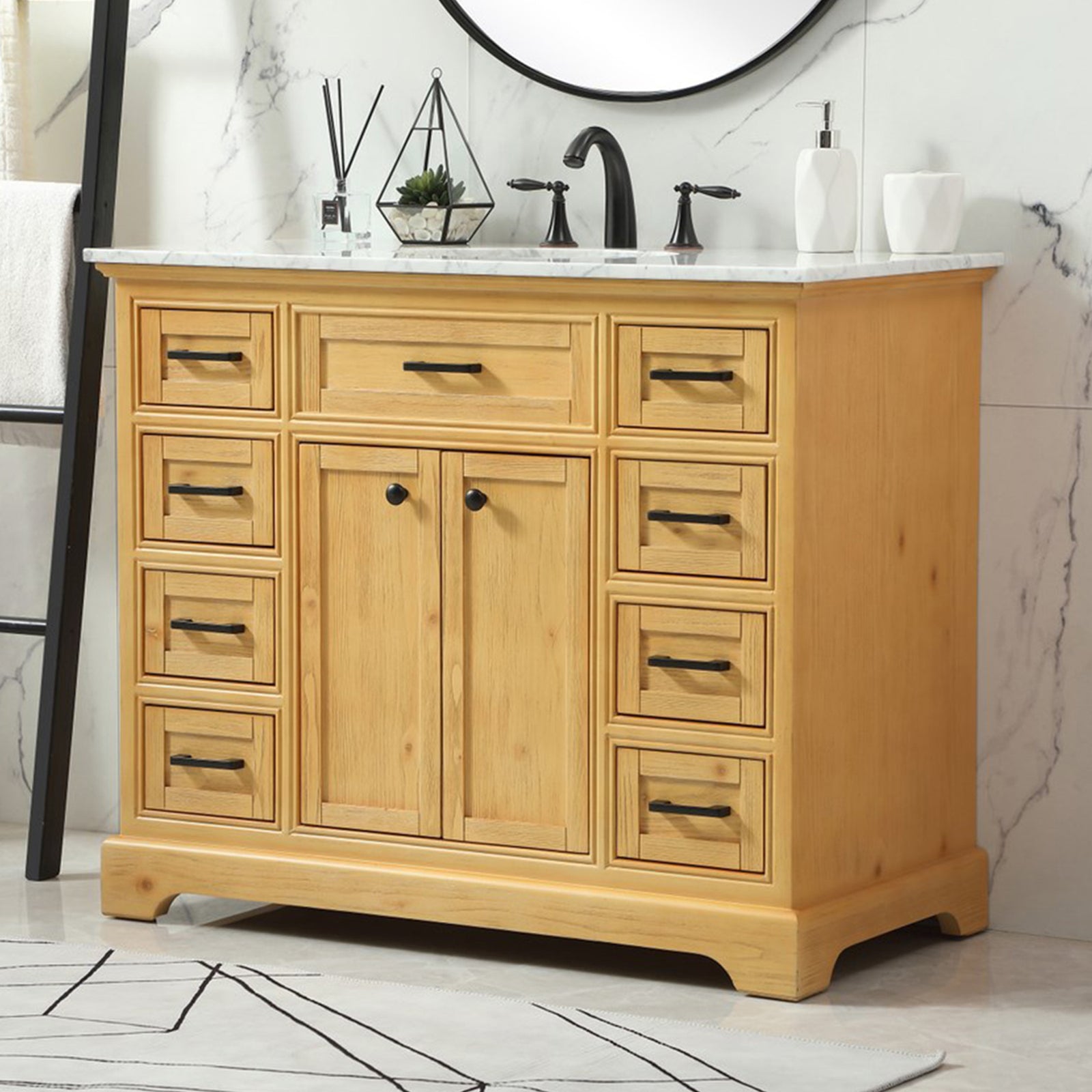42 Inch Single Bathroom Vanity In Natural Wood Natural Wood Finish - KITCHEN & BATH by Joshua Marshal