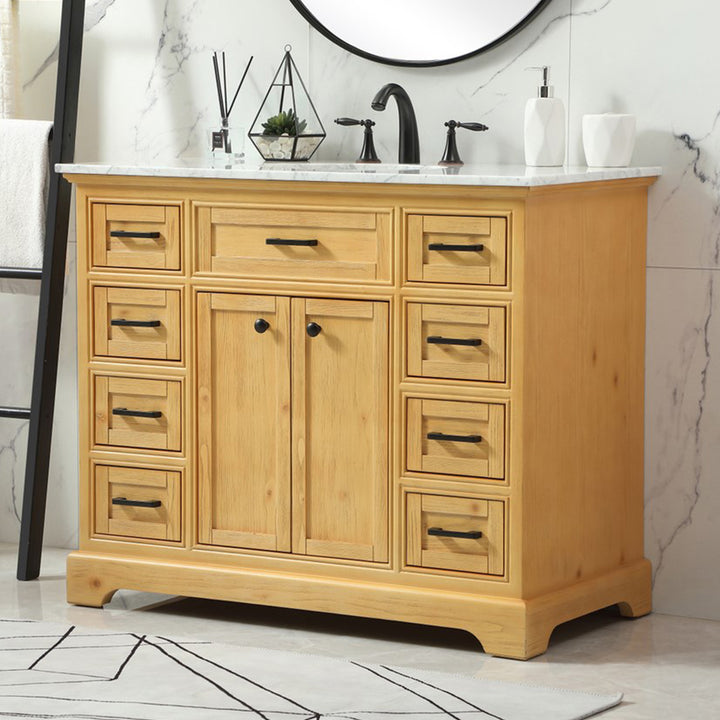 42 Inch Single Bathroom Vanity In Natural Wood Natural Wood Finish - KITCHEN & BATH by Joshua Marshal
