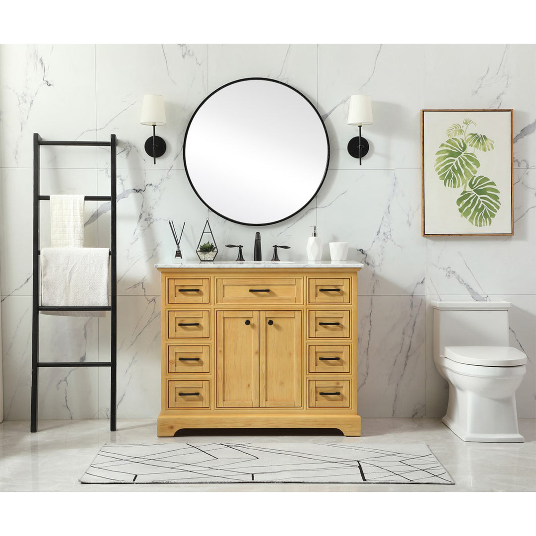 42 Inch Single Bathroom Vanity In Natural Wood - View 2 - Joshua Marshal