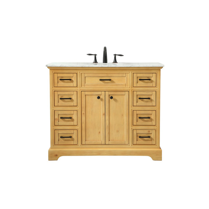 42 Inch Single Bathroom Vanity In Natural Wood - View 3 - Joshua Marshal