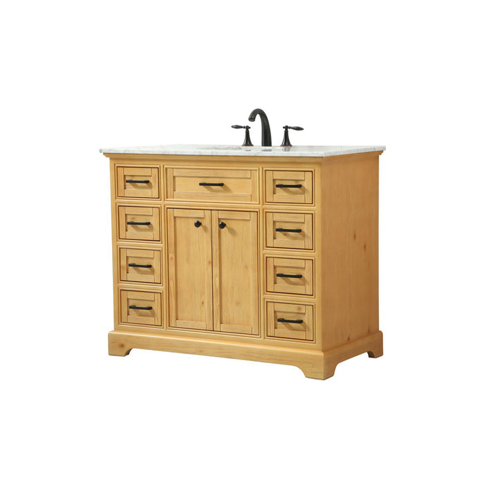 42 Inch Single Bathroom Vanity In Natural Wood - View 4 - Joshua Marshal
