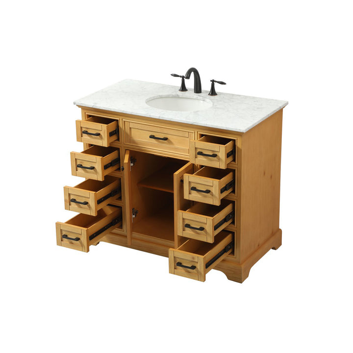 42 Inch Single Bathroom Vanity In Natural Wood - View 5 - Joshua Marshal
