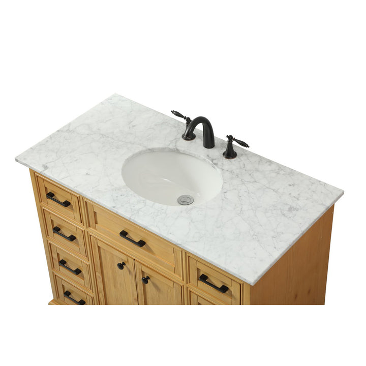 42 Inch Single Bathroom Vanity In Natural Wood - View 6 - Joshua Marshal