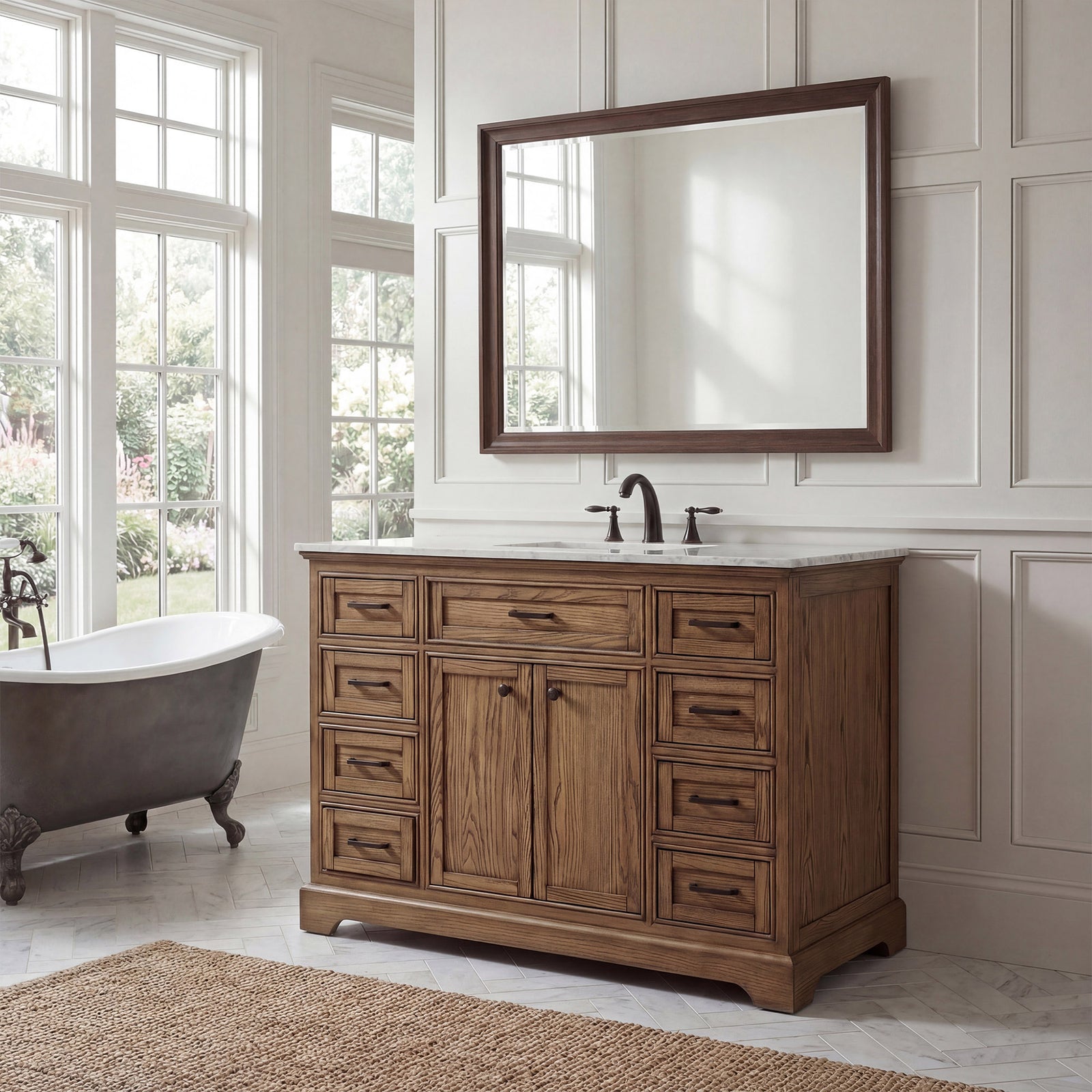 48 Inch Single Bathroom Vanity In Driftwood - View 2 - Joshua Marshal