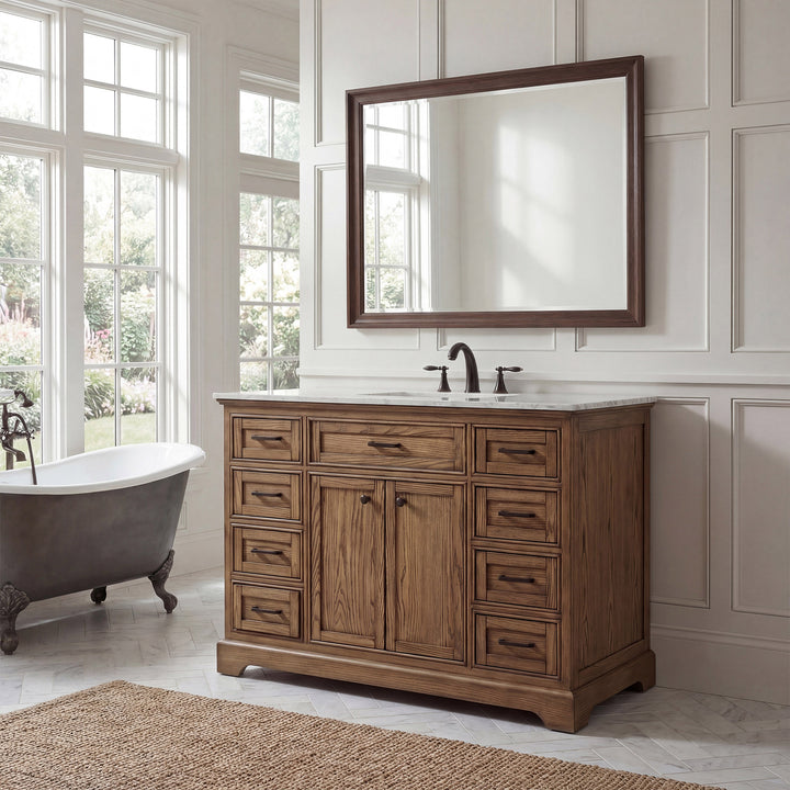 48 Inch Single Bathroom Vanity In Driftwood - View 2 - Joshua Marshal