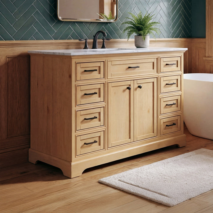 48 Inch Single Bathroom Vanity In Natural Wood Natural Wood Finish - KITCHEN & BATH by Joshua Marshal