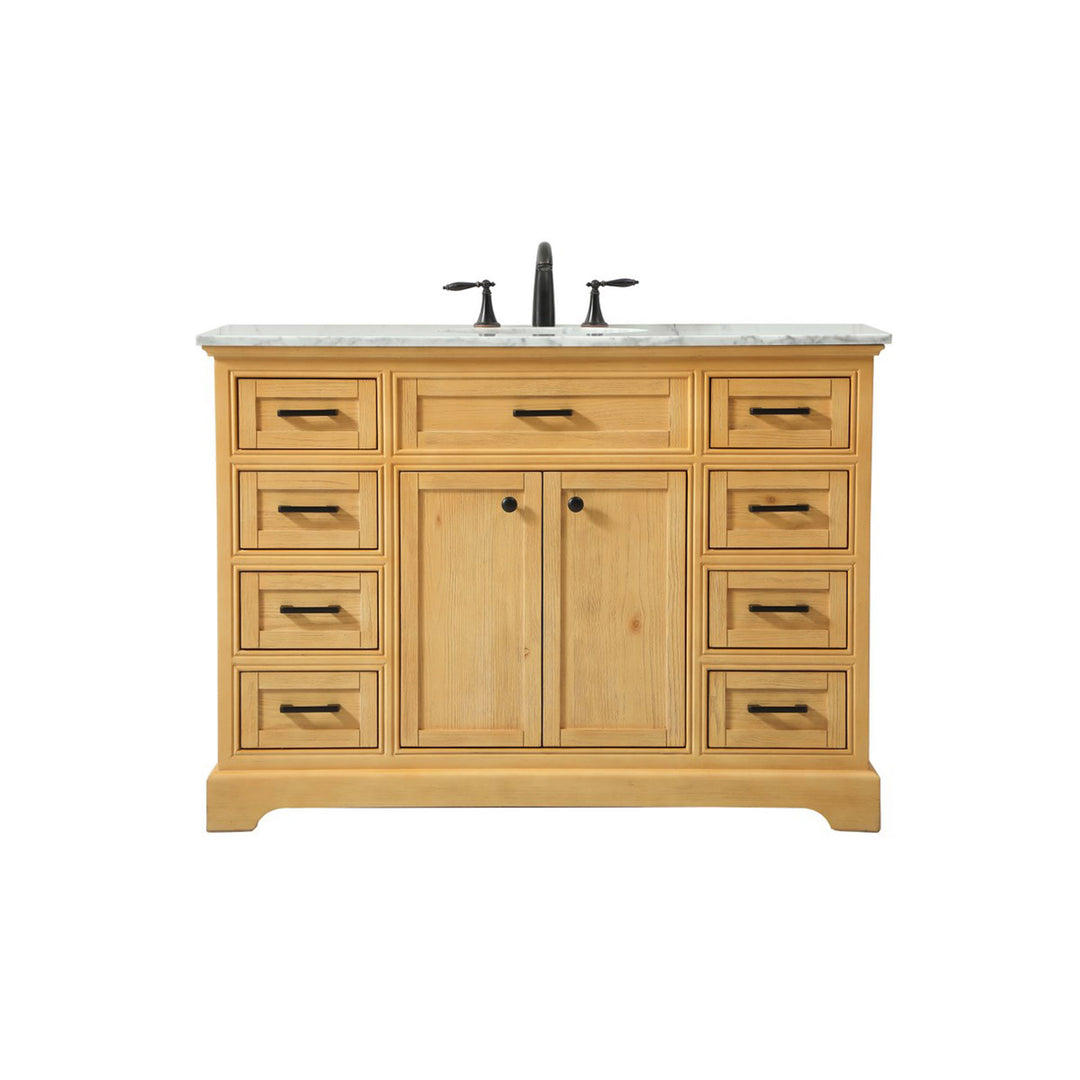 48 Inch Single Bathroom Vanity In Natural Wood - View 3 - Joshua Marshal