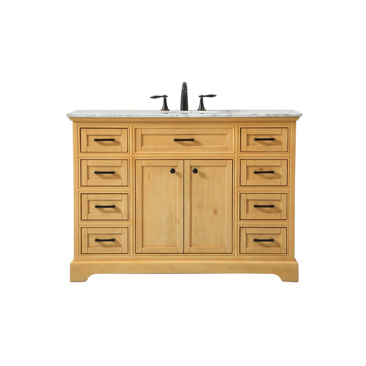 48 Inch Single Bathroom Vanity In Natural Wood - View 3 - Joshua Marshal