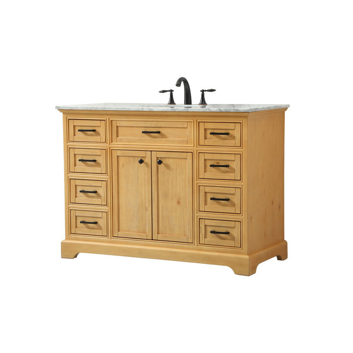 48 Inch Single Bathroom Vanity In Natural Wood - View 4 - Joshua Marshal