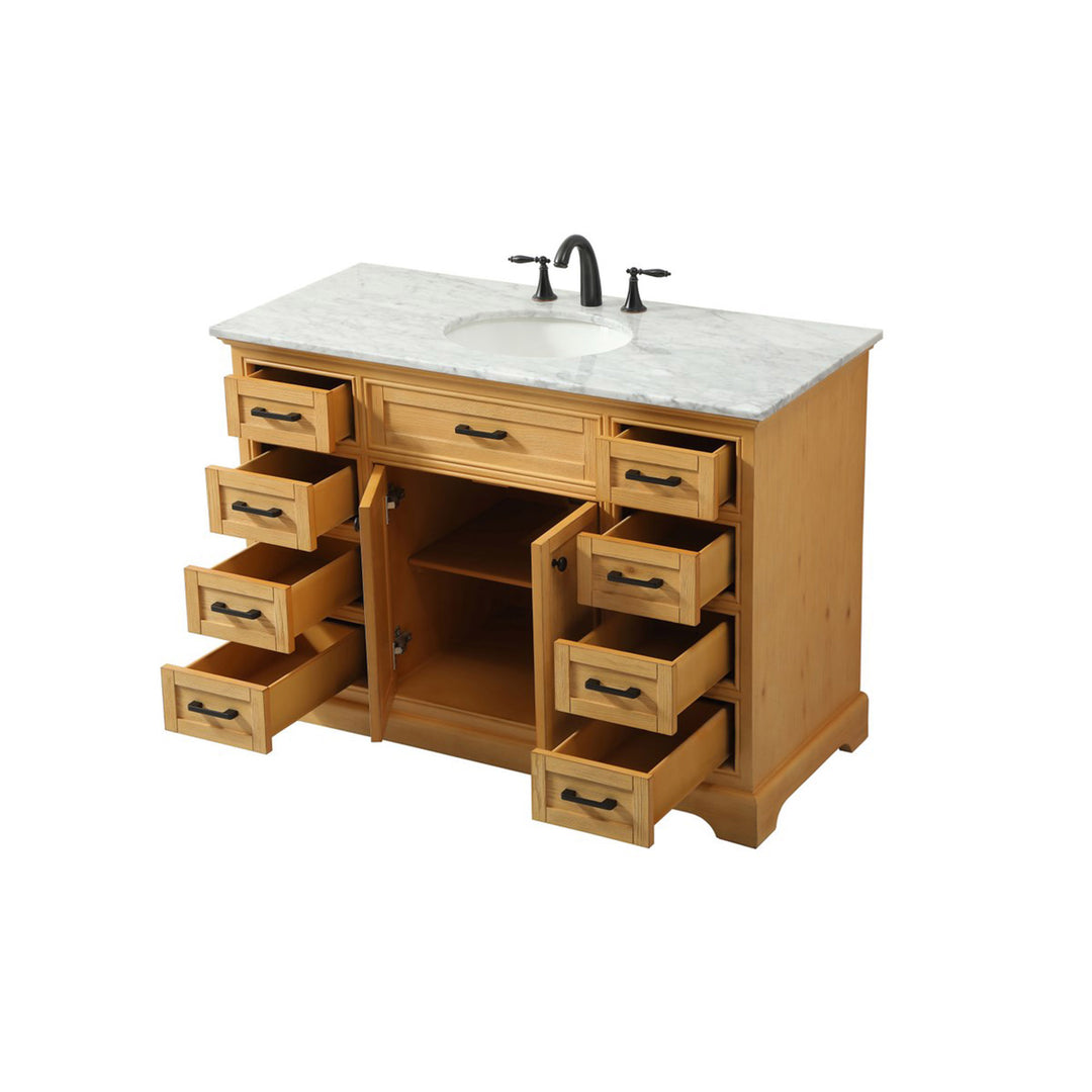 48 Inch Single Bathroom Vanity In Natural Wood - View 5 - Joshua Marshal