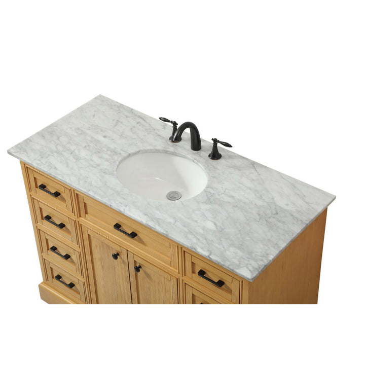 48 Inch Single Bathroom Vanity In Natural Wood - View 6 - Joshua Marshal