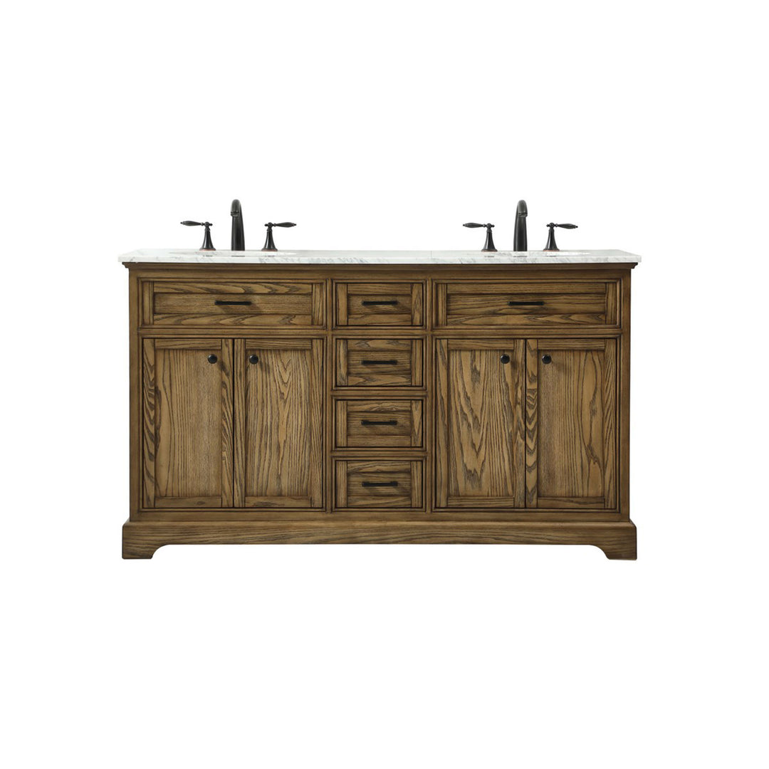 60 Inch Double Bathroom Vanity In Driftwood - View 3 - Joshua Marshal