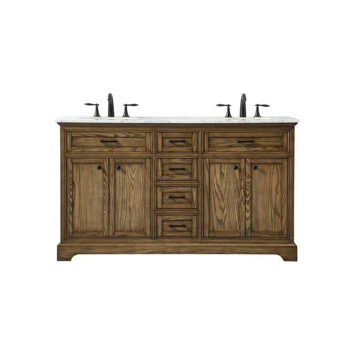 60 Inch Double Bathroom Vanity In Driftwood - View 3 - Joshua Marshal