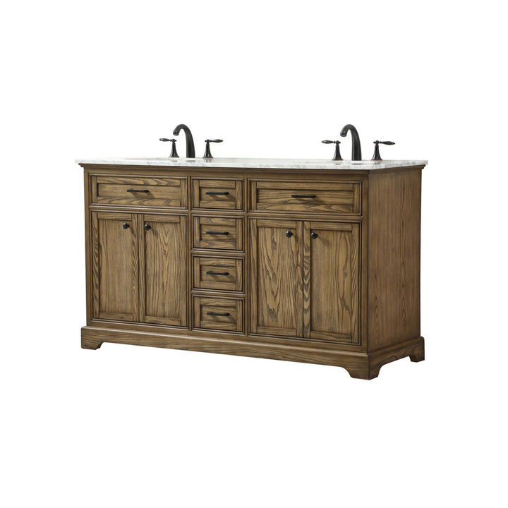 60 Inch Double Bathroom Vanity In Driftwood - View 4 - Joshua Marshal