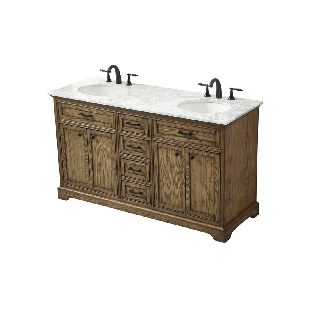 60 Inch Double Bathroom Vanity In Driftwood - View 5 - Joshua Marshal