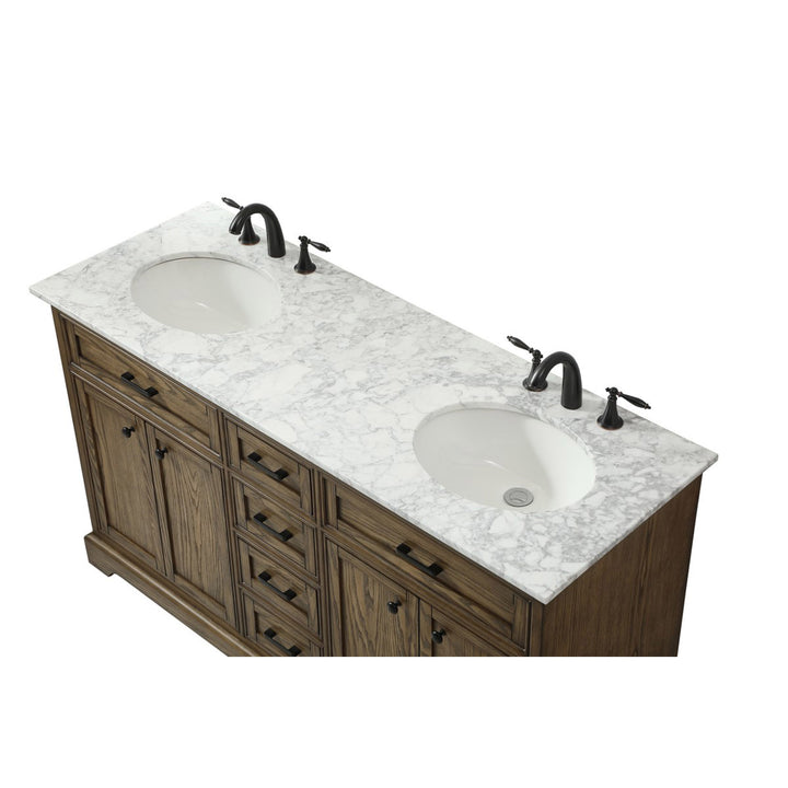 60 Inch Double Bathroom Vanity In Driftwood - View 6 - Joshua Marshal