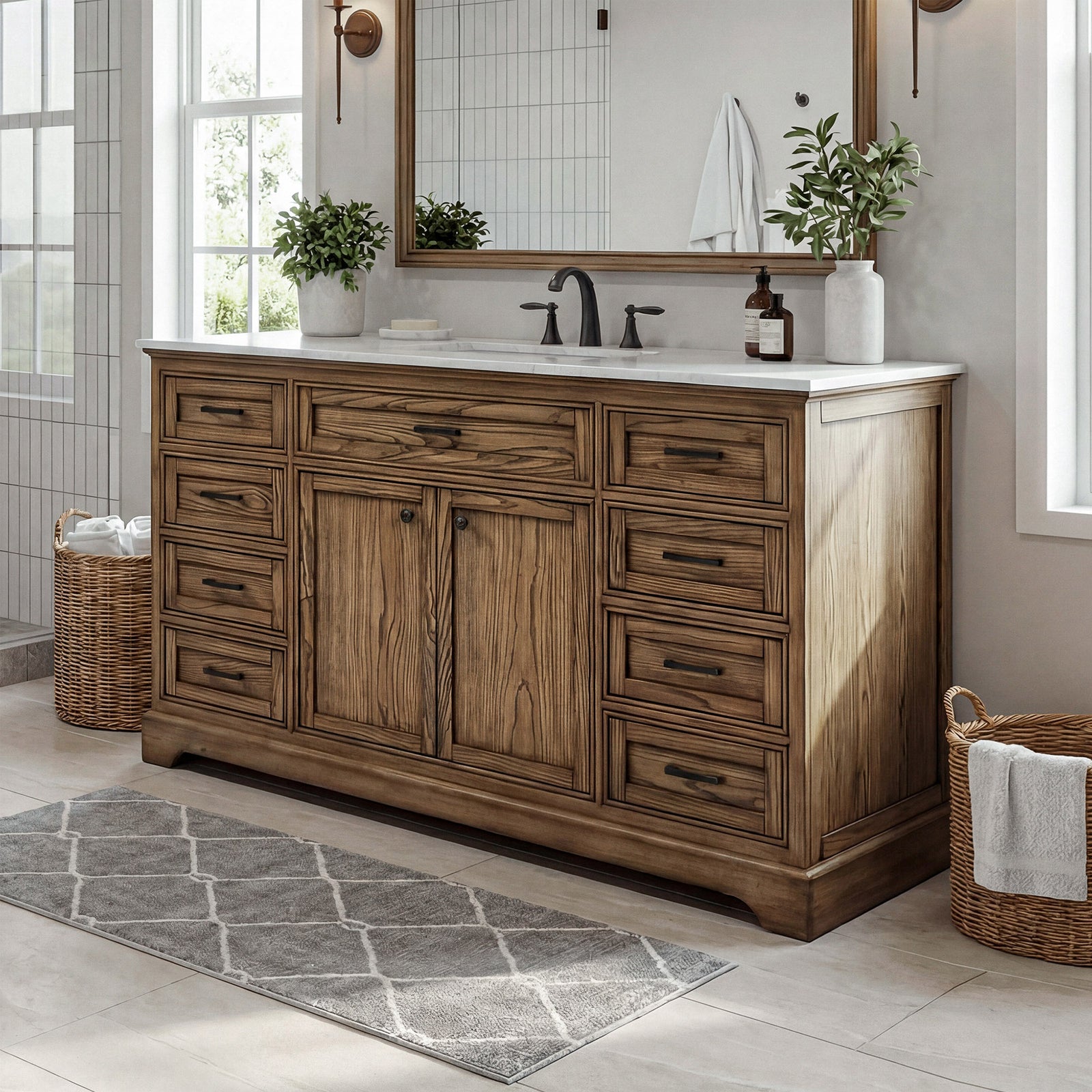 60 Inch Single Bathroom Vanity In Driftwood Driftwood Finish - KITCHEN & BATH by Joshua Marshal
