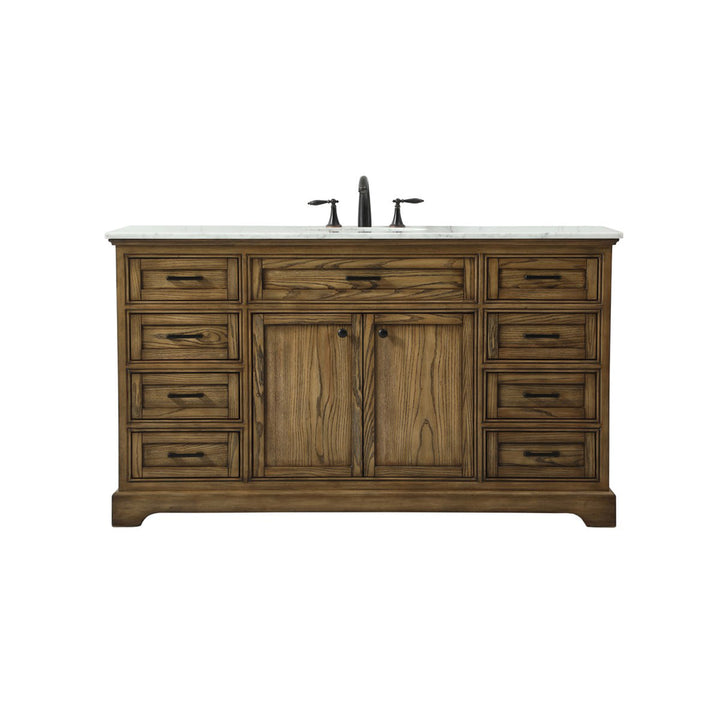 60 Inch Single Bathroom Vanity In Driftwood - View 3 - Joshua Marshal