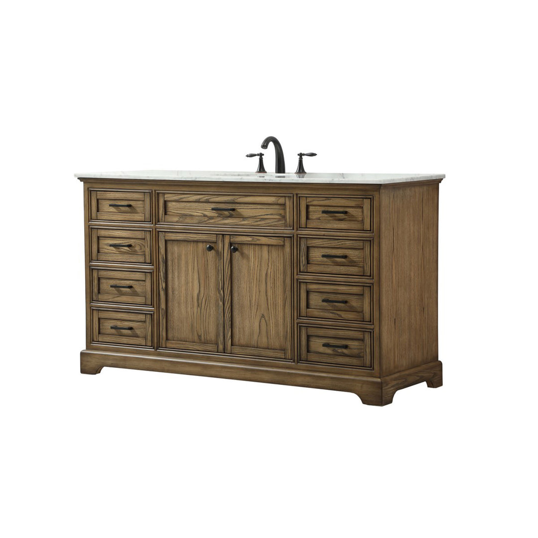 60 Inch Single Bathroom Vanity In Driftwood - View 4 - Joshua Marshal