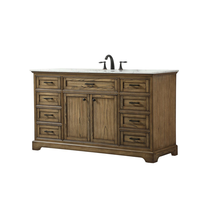 60 Inch Single Bathroom Vanity In Driftwood - View 4 - Joshua Marshal