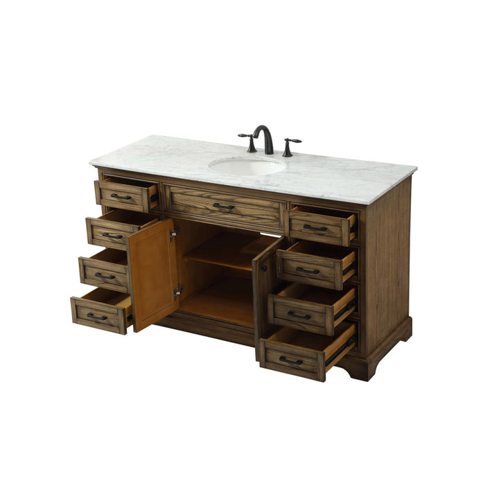 60 Inch Single Bathroom Vanity In Driftwood - View 5 - Joshua Marshal