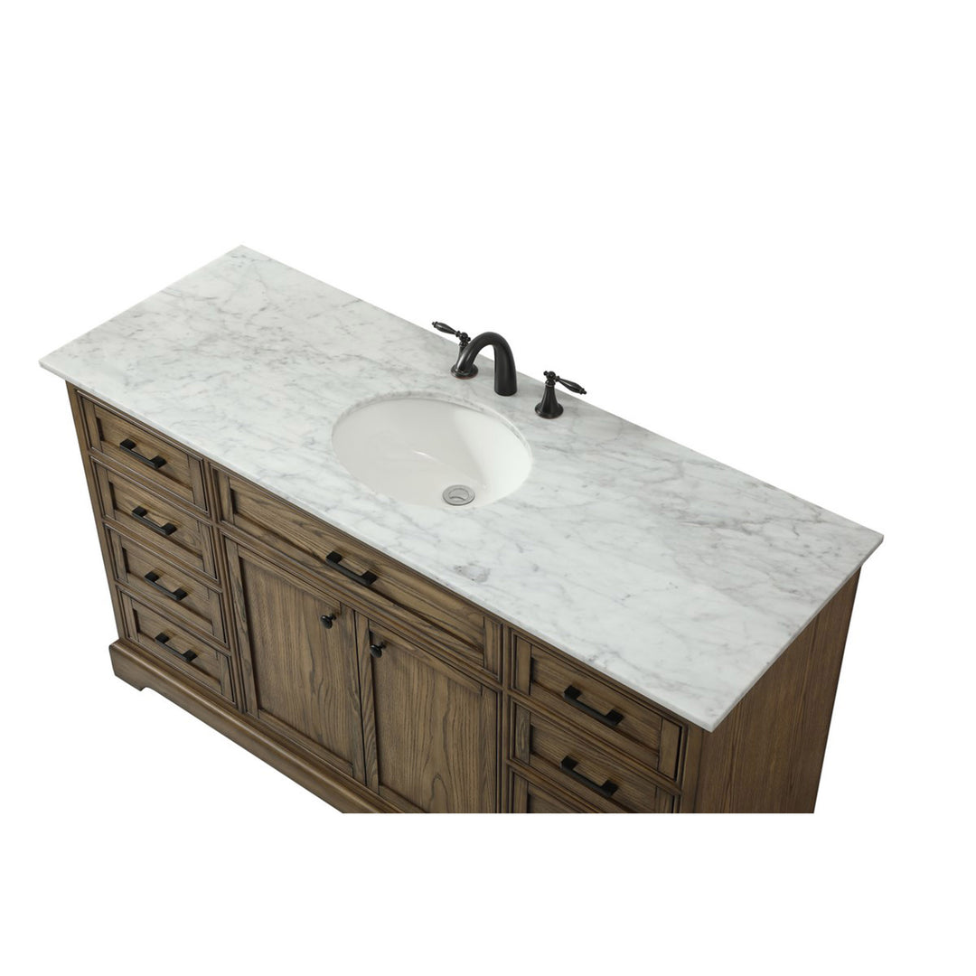 60 Inch Single Bathroom Vanity In Driftwood - View 6 - Joshua Marshal